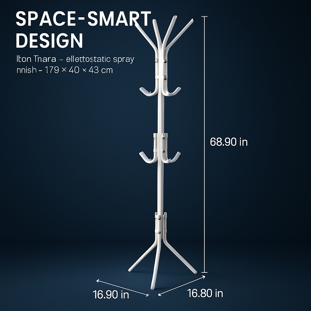 Coat Rack Organizer - Multi-Hook Standing Coat Rack