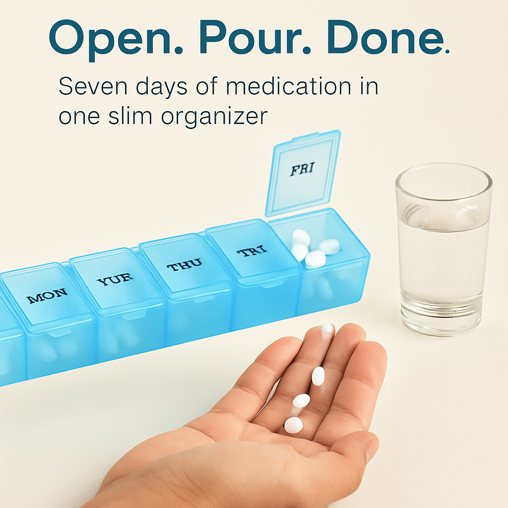 Weekly Pill Organizer for 7 Days - Portable Case