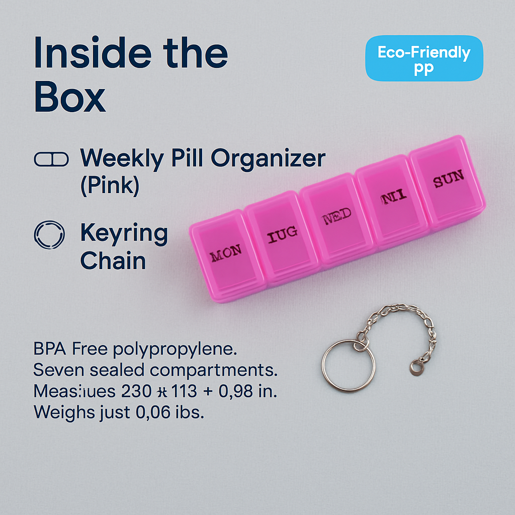 Weekly Pill Organizer for 7 Days - Portable Case