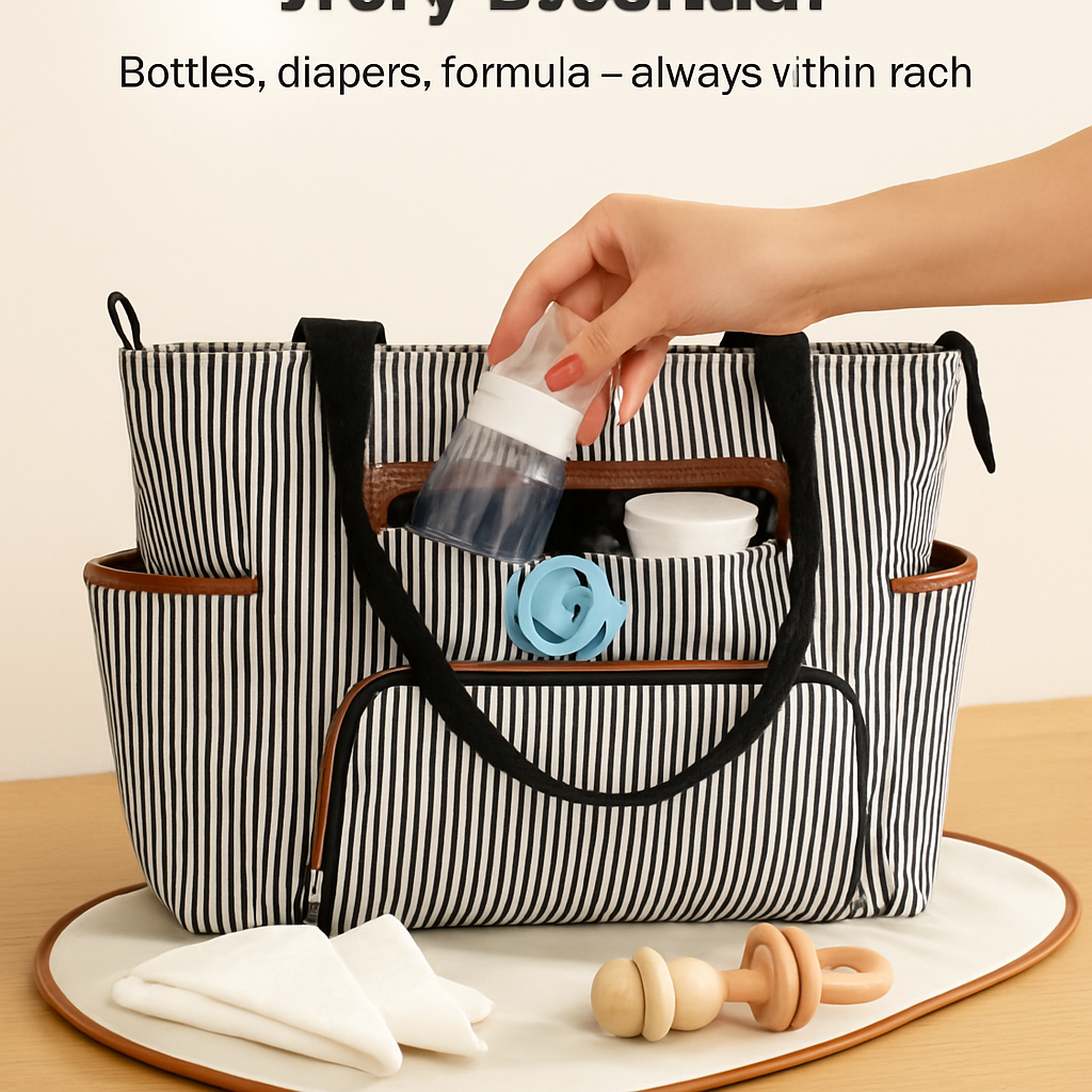 8Pcs Baby Nappy Diaper Bags Set with Bottle Bag & Purse