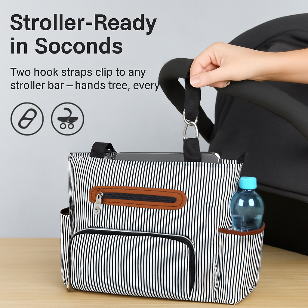 8Pcs Baby Nappy Diaper Bags Set with Bottle Bag & Purse