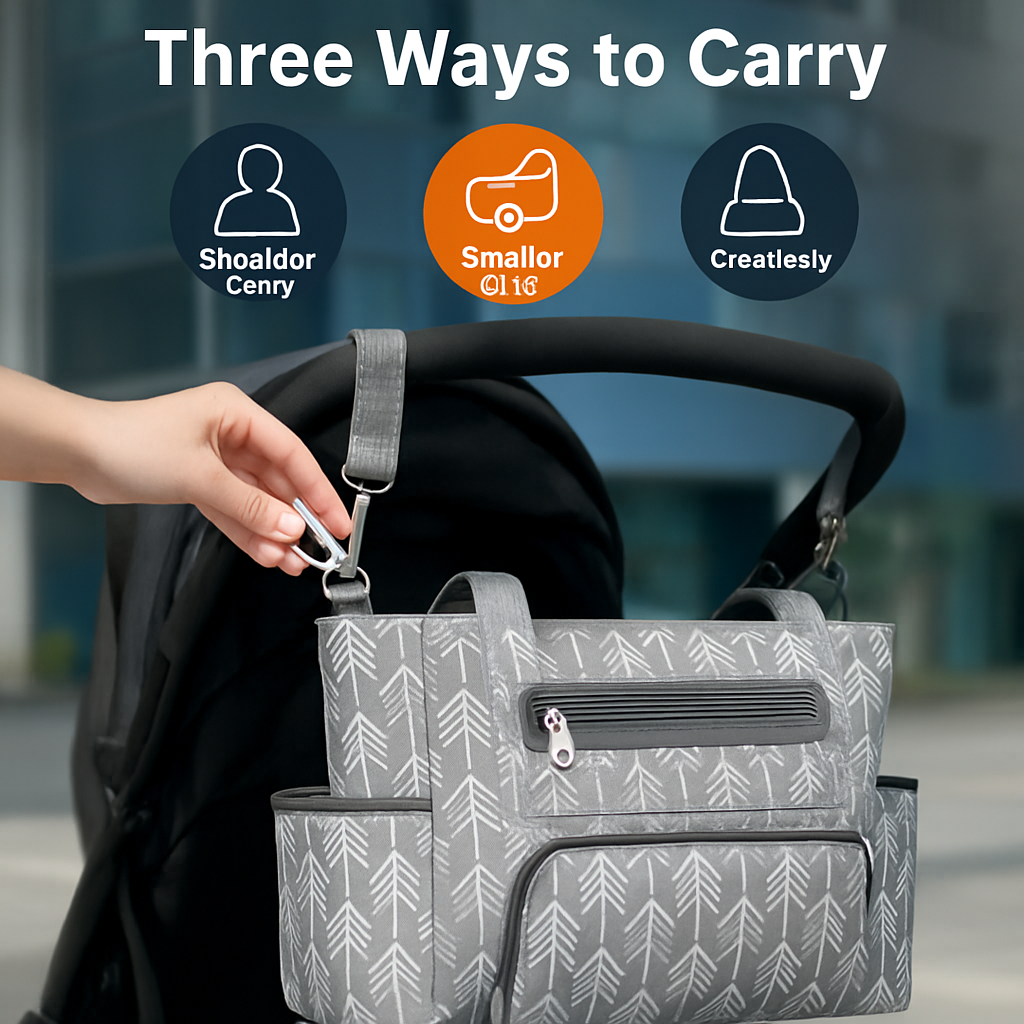 8Pcs Baby Nappy Diaper Bags Set with Bottle Bag & Purse