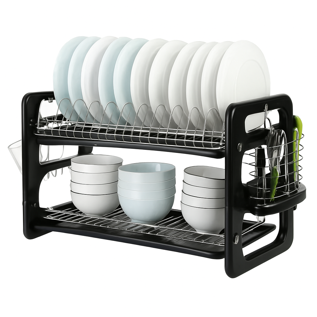 2 Tier Iron Dish Drying Rack for Kitchen Counter Storage