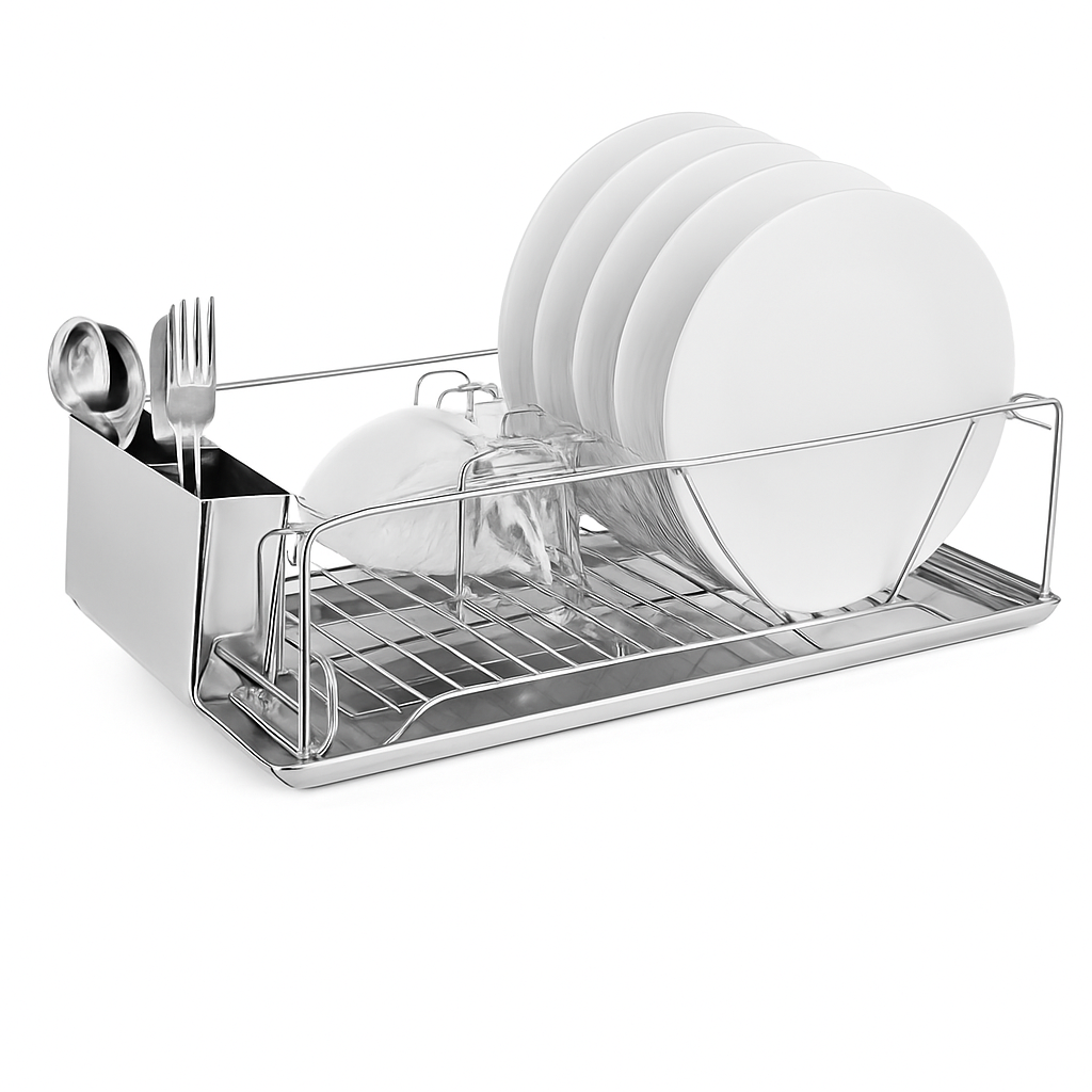 Dish Drying Rack with Drainboard and Cutlery Holder