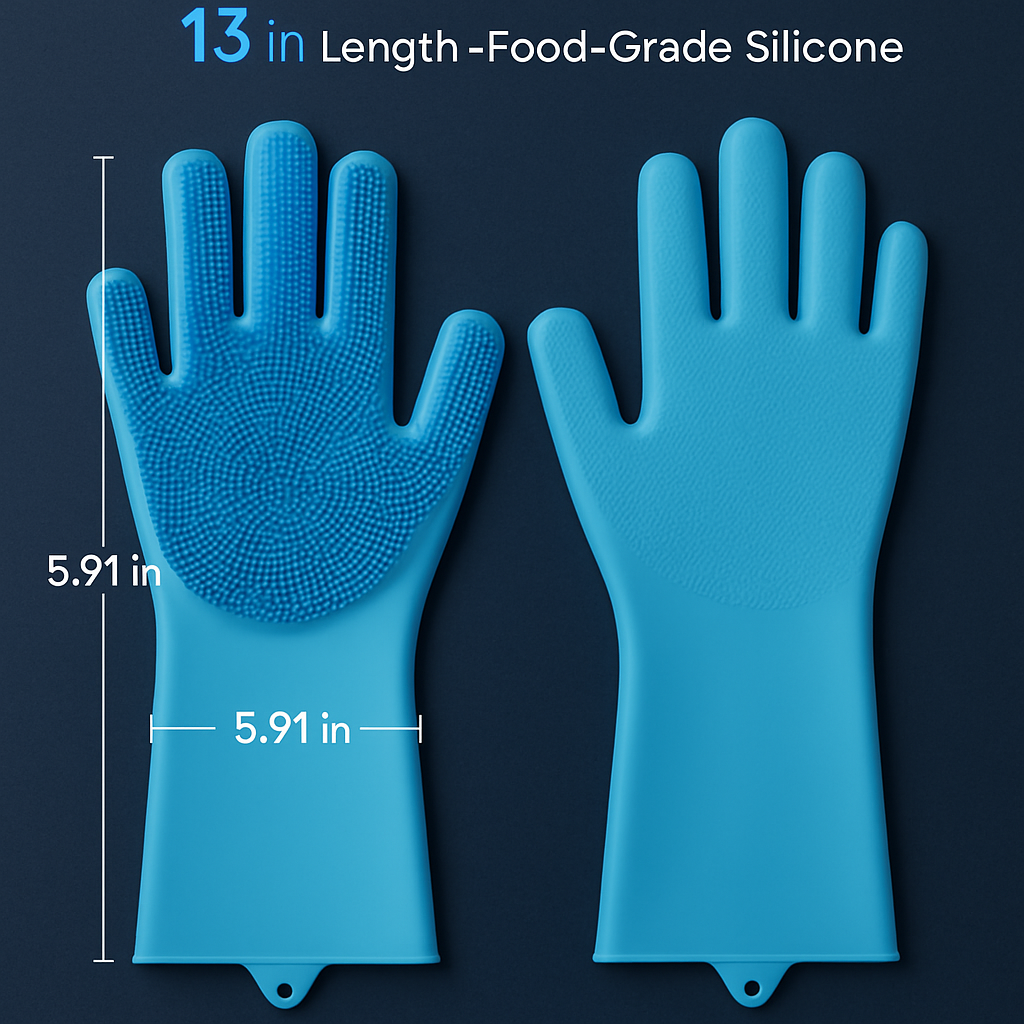 Silicone Dishwashing Gloves with Bristles