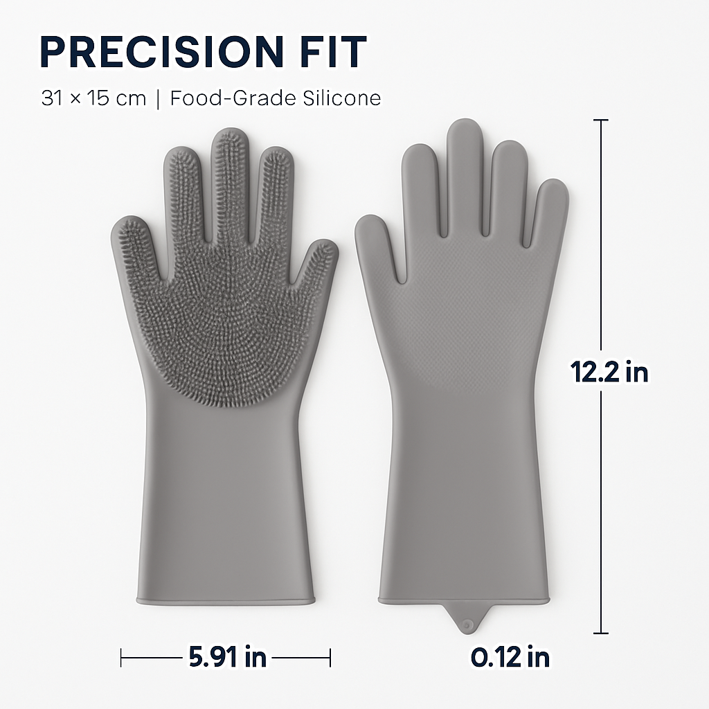 Silicone Dishwashing Gloves with Bristles