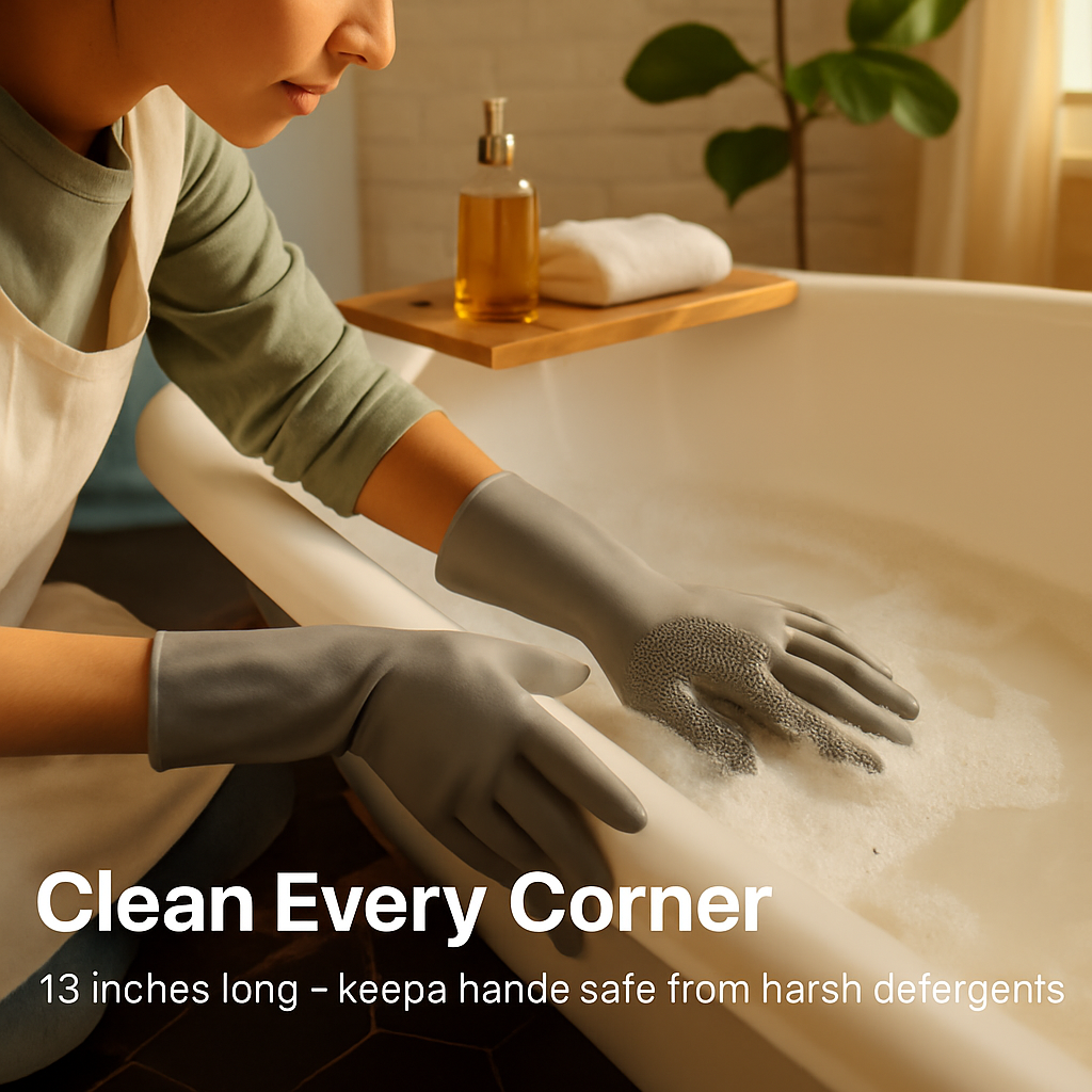 Silicone Dishwashing Gloves with Bristles