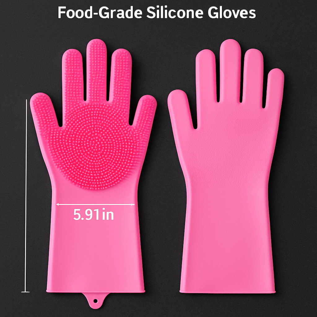 Silicone Dishwashing Gloves with Bristles