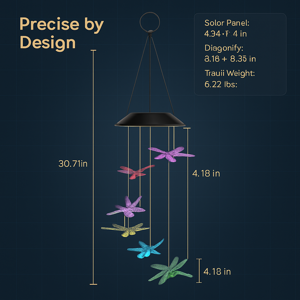 Dragonfly Solar Wind Chimes for Outdoor Garden Decor