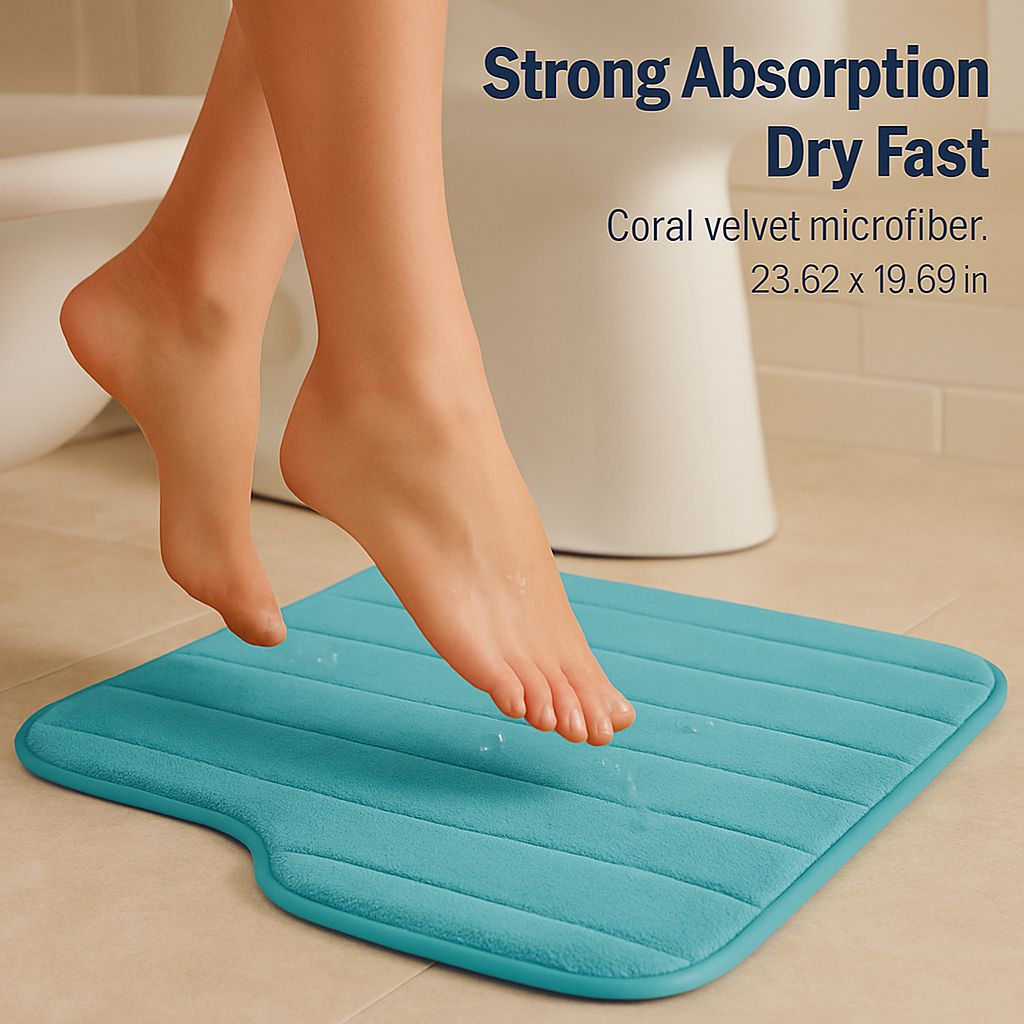 U Shaped Velvet Bath Rug with Non-Slip Backing