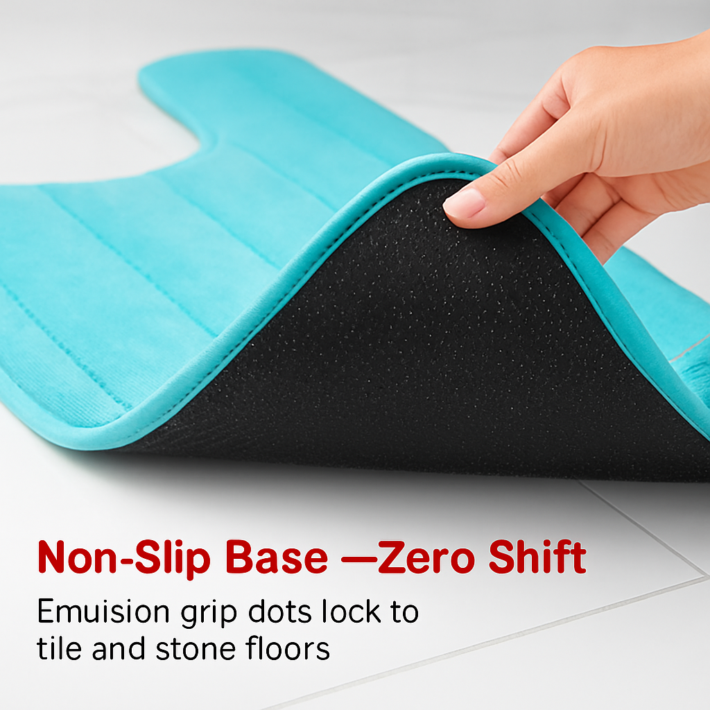 U Shaped Velvet Bath Rug with Non-Slip Backing