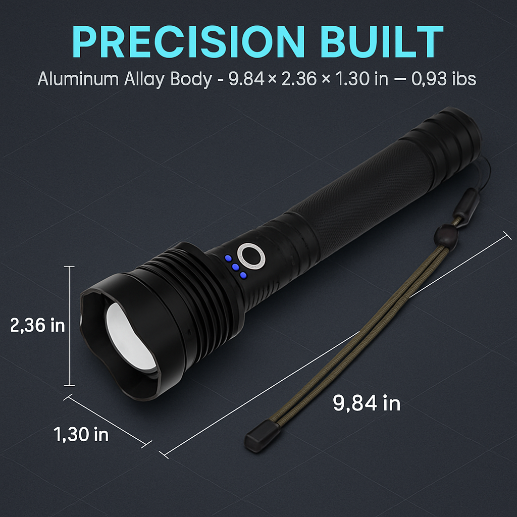 LED Tactical Flashlight: Rechargeable, Zoomable, 3 Modes
