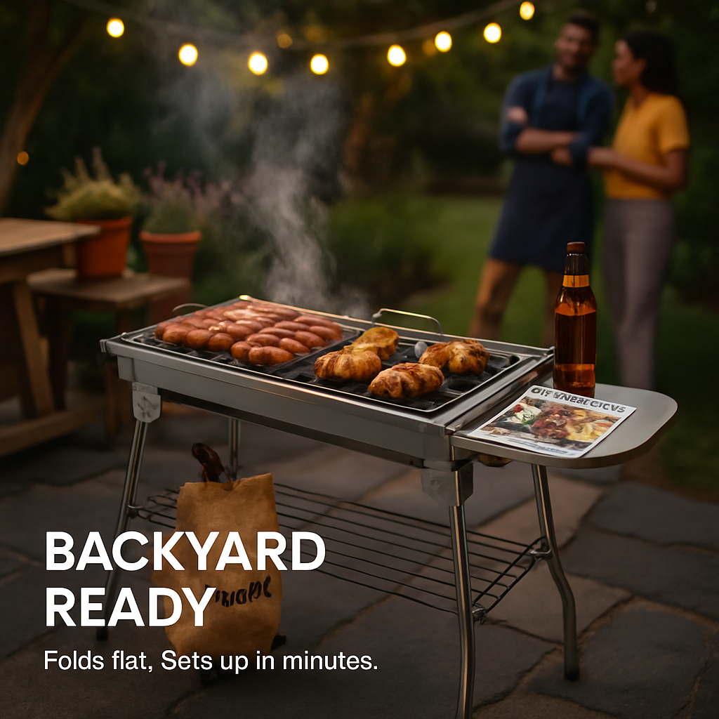 Foldable Charcoal BBQ Grill for Picnic and Camping