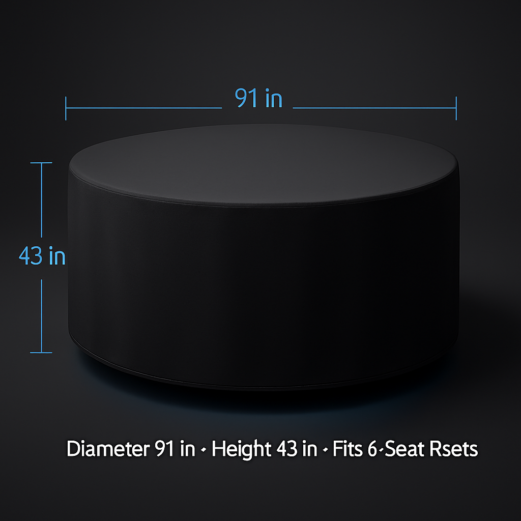 Circular Table Cover for 6-Seat Outdoor Furniture