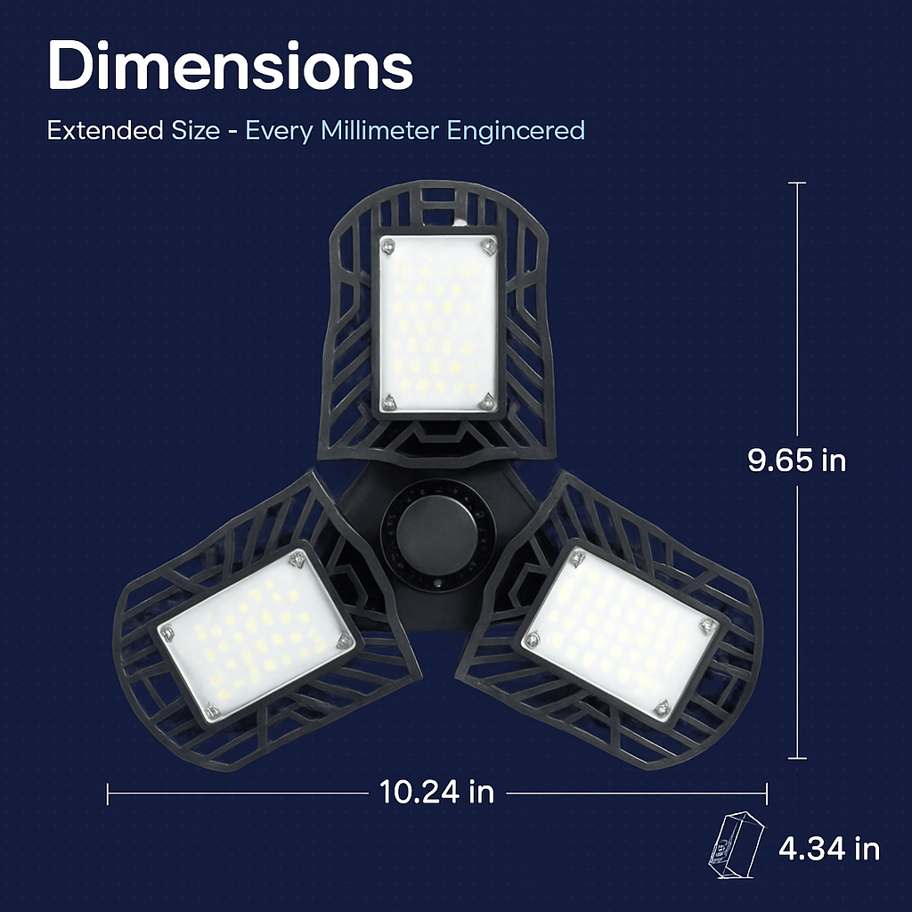 Deformable LED Garage Light with Adjustable Heads