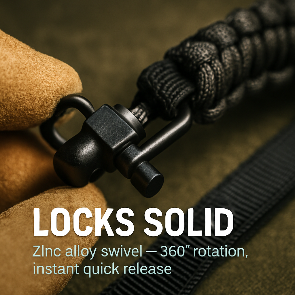 Paracord Sling with Dual-Point 360° Swivel Rotating Latches