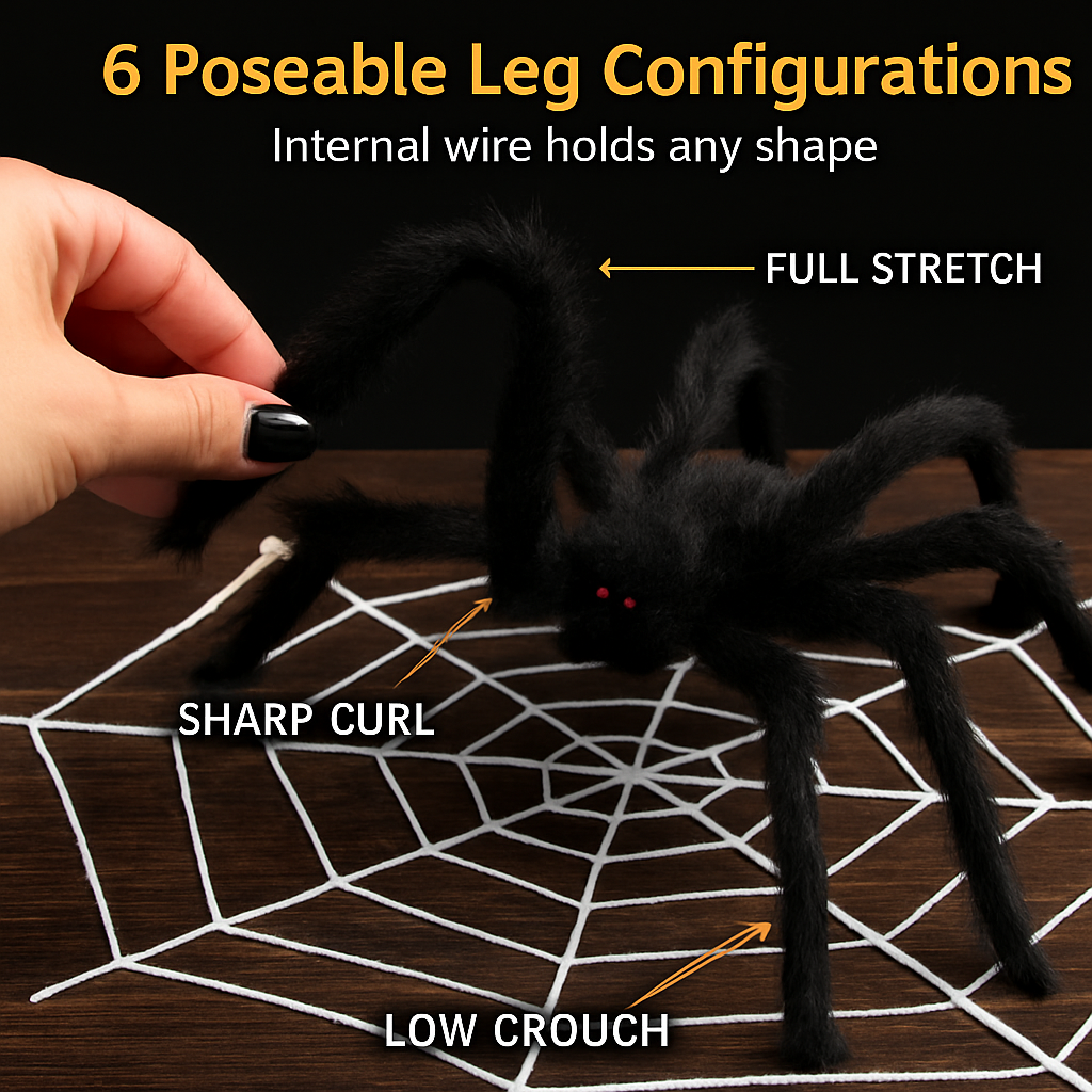 Giant Halloween Spider Decoration with Web