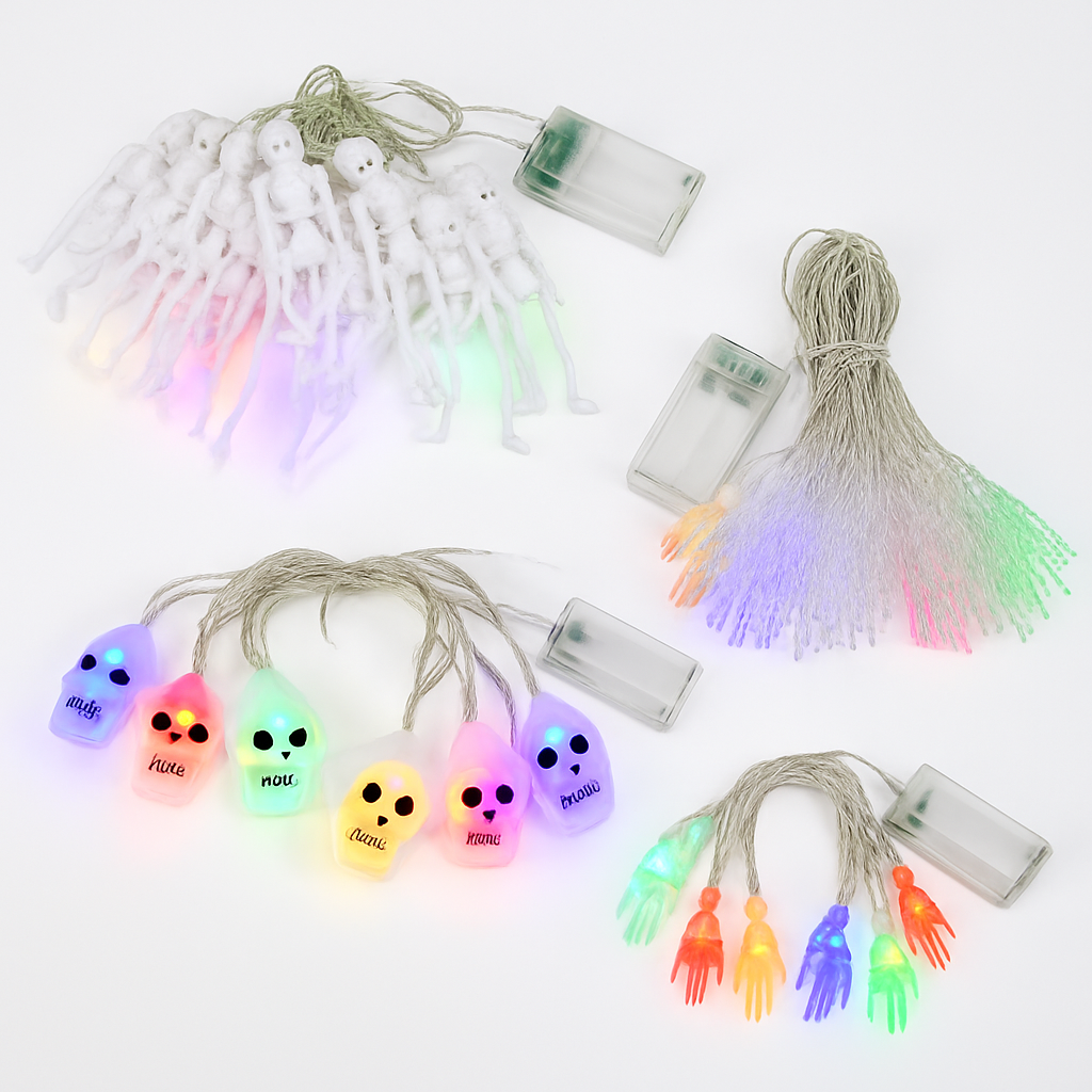 Halloween Skeleton Ghost String Lights with Gauze Skull