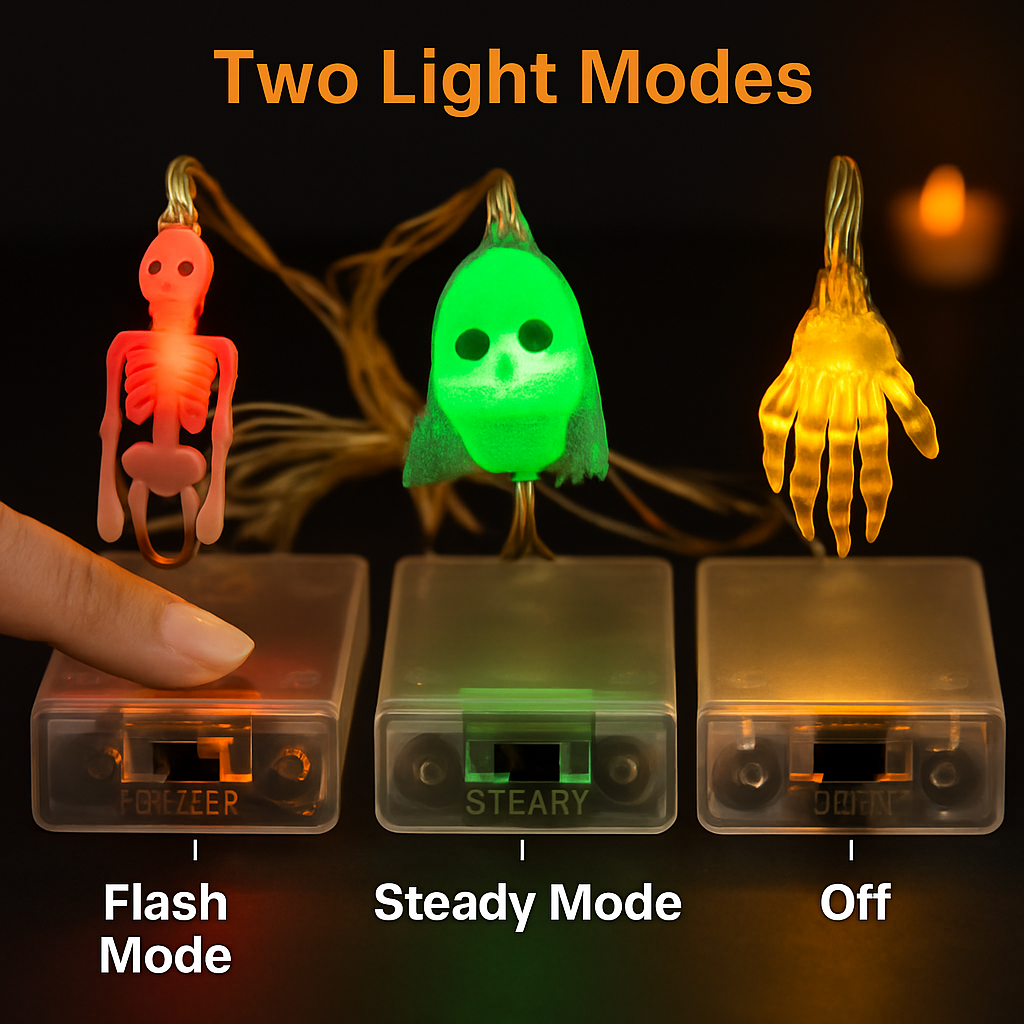 Halloween Skeleton Ghost String Lights with Gauze Skull