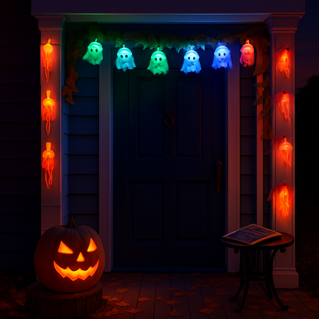 Halloween Skeleton Ghost String Lights with Gauze Skull