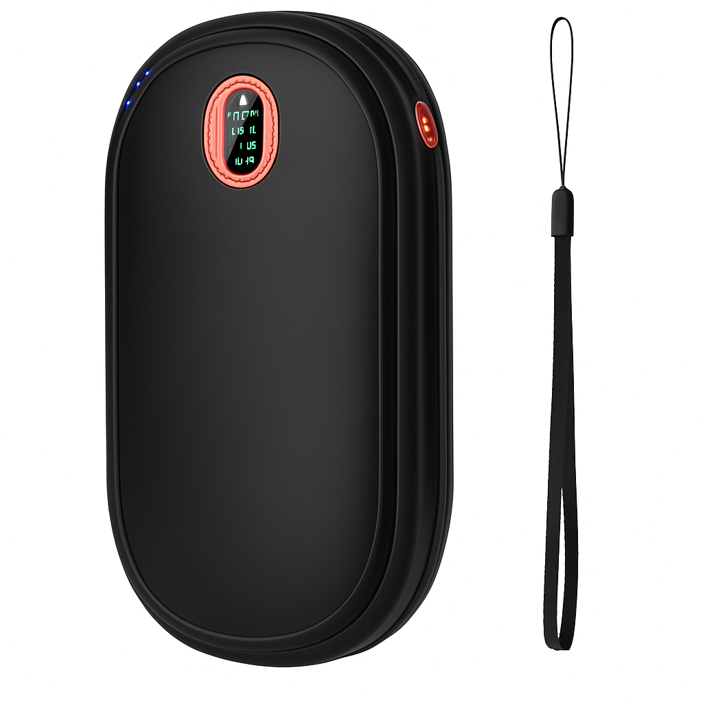 Rechargeable Hand Warmer Electric Hand Heater Portable Reusable Pocket Warmer Power Bank with Digital Display 2 Levels Double-sided Heating
