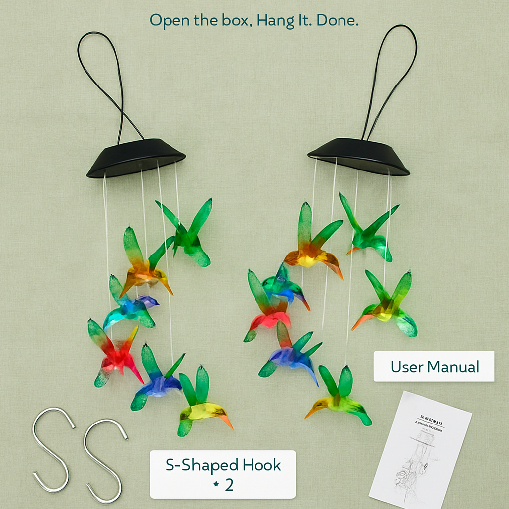 Solar Hummingbird Wind Chime Color Changing