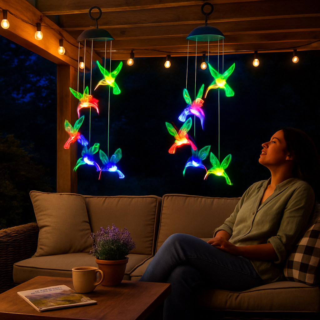 Solar Hummingbird Wind Chime Color Changing