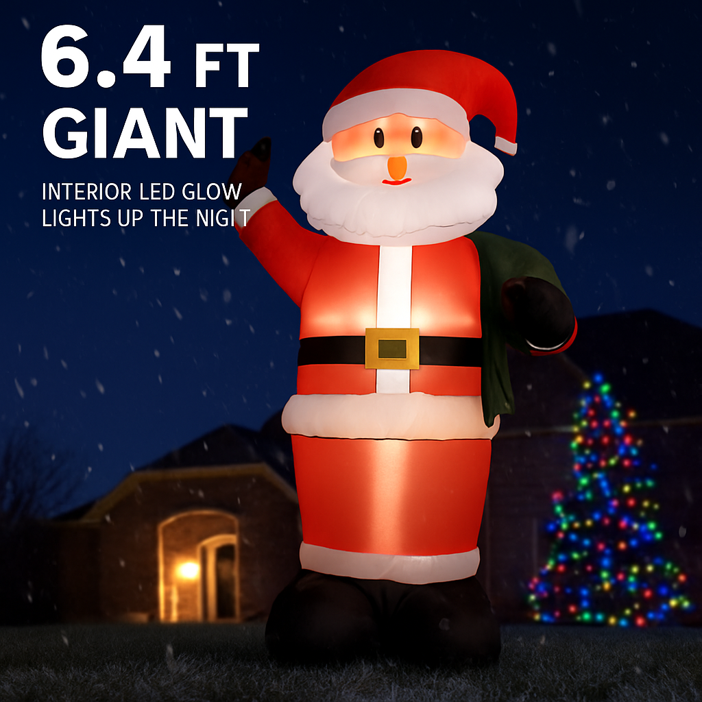 Inflatable Giant Santa Claus with LED Lights 6.4ft