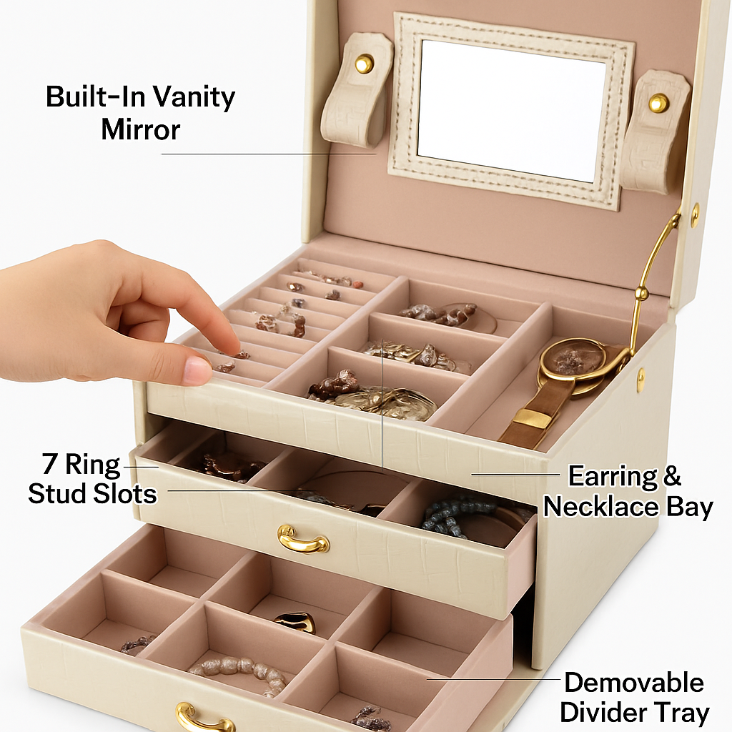 Jewelry Case Organizer: Lockable Travel Box