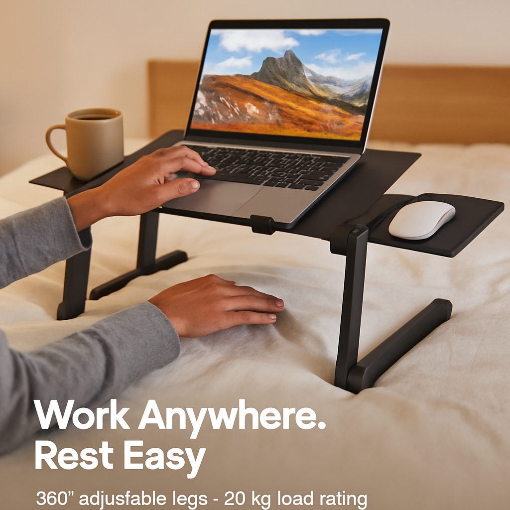 Foldable Laptop Table for Bed & Desk with Mouse Board