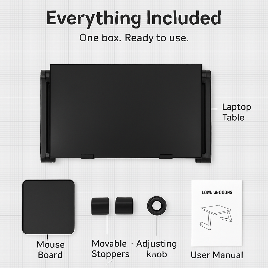 Foldable Laptop Table for Bed & Desk with Mouse Board