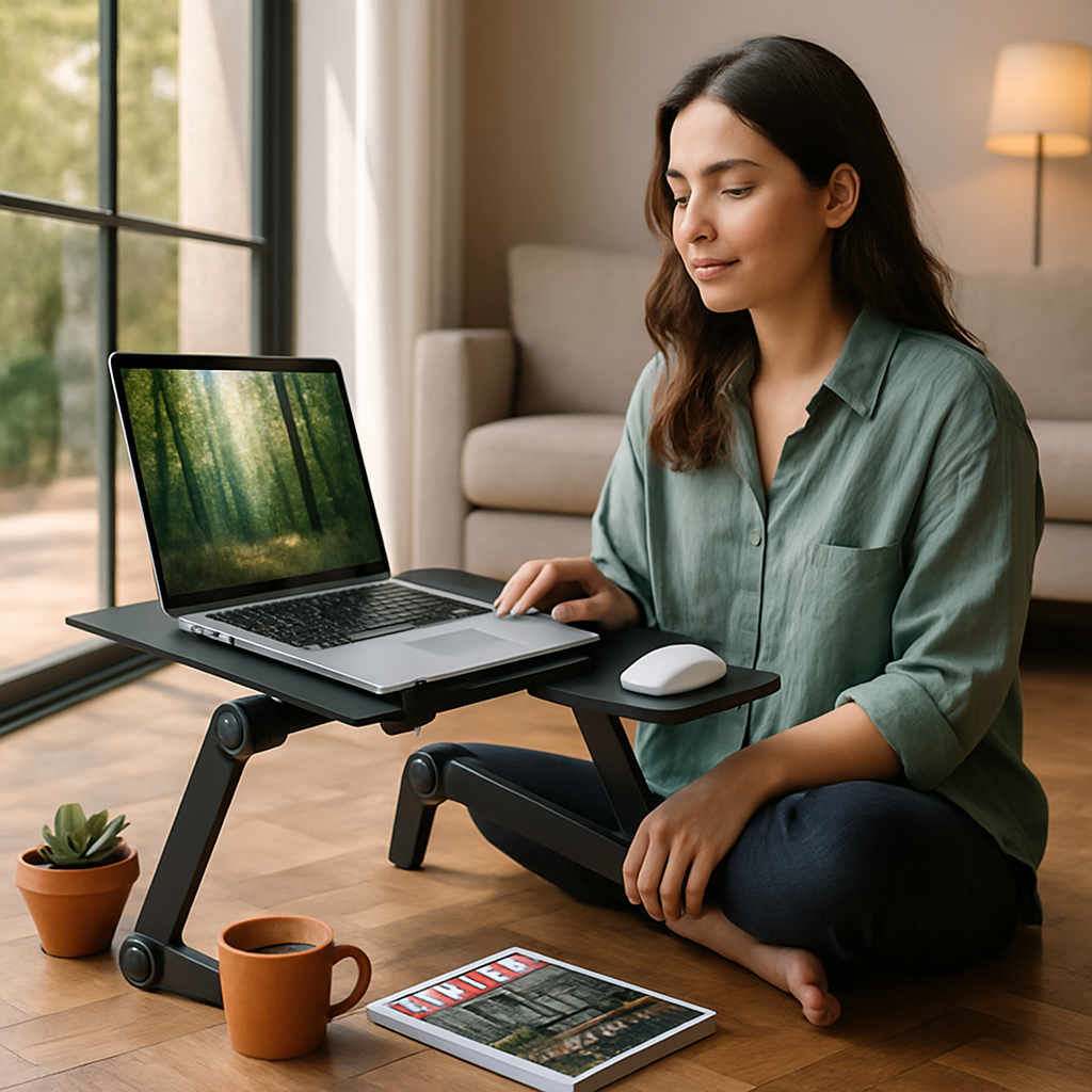 Foldable Laptop Table for Bed & Desk with Mouse Board