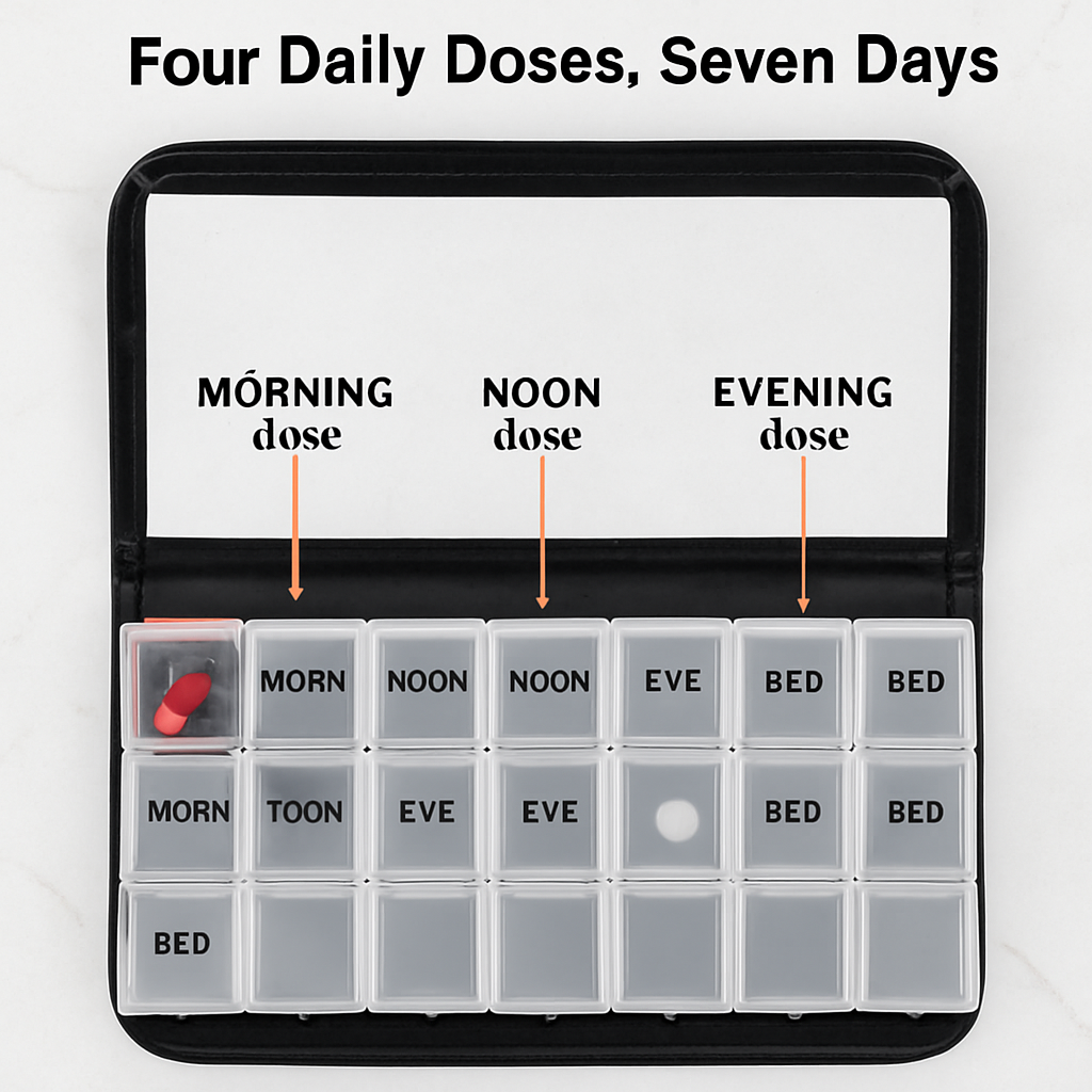 Weekly Pill Organizer in PU Leather Case - 7-Day
