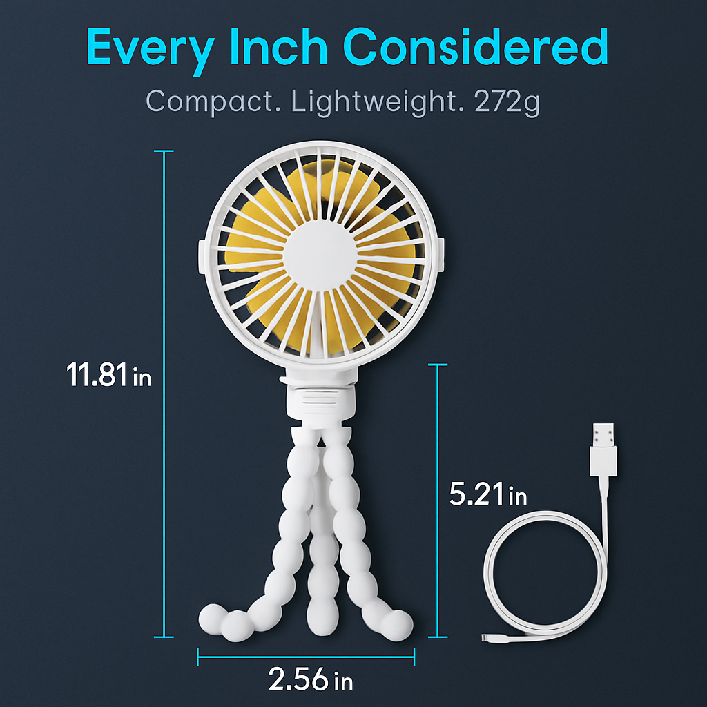 Baby Stroller Fan with Flexible Tripod Clip On