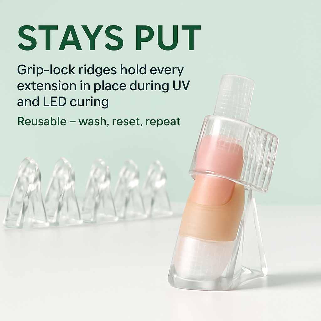 Nail Tip Clips for Poly Gel Builder - Transparent, 20Pcs