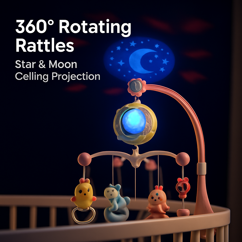 Baby Musical Crib Bell with Mobile & Star Projection