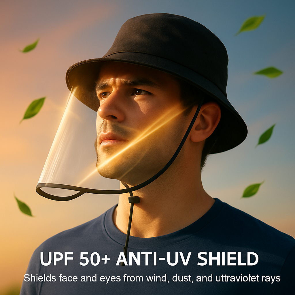 Fishman Hat Protective Face Shield Removable Sun Bucket Cap Face Cover Protect Against UV Spitting Saliva Dust Wind