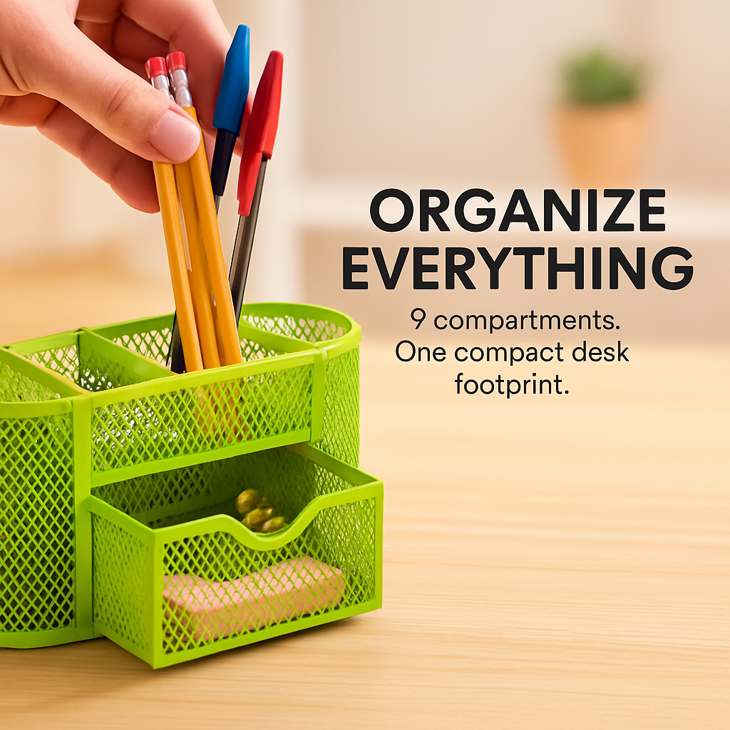 Metal Mesh Pencil Holder Desk Organizer for Home Office