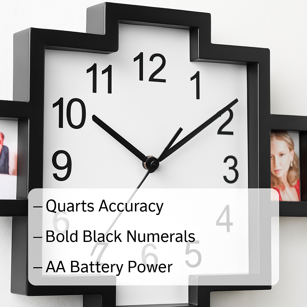 Photo Frame Clock: 12-Photo Collage Wall Display