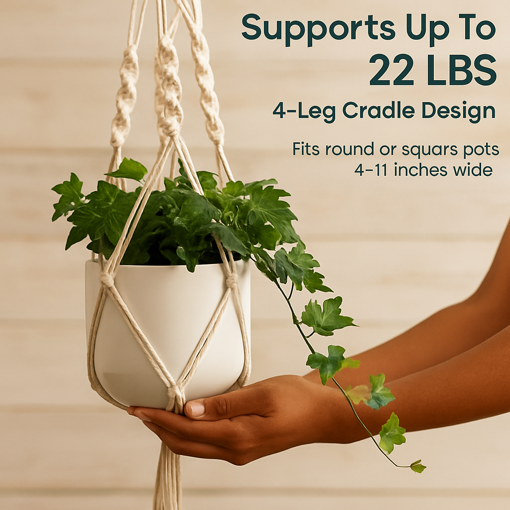 Plant Hanger Net Bag for Round/Square Pots 4-11in