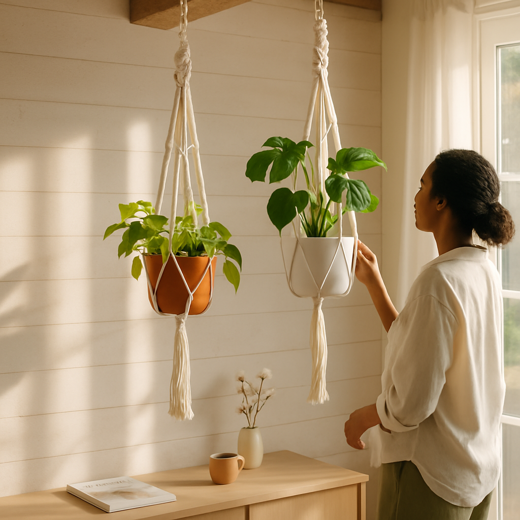 Plant Hanger Net Bag for Round/Square Pots 4-11in