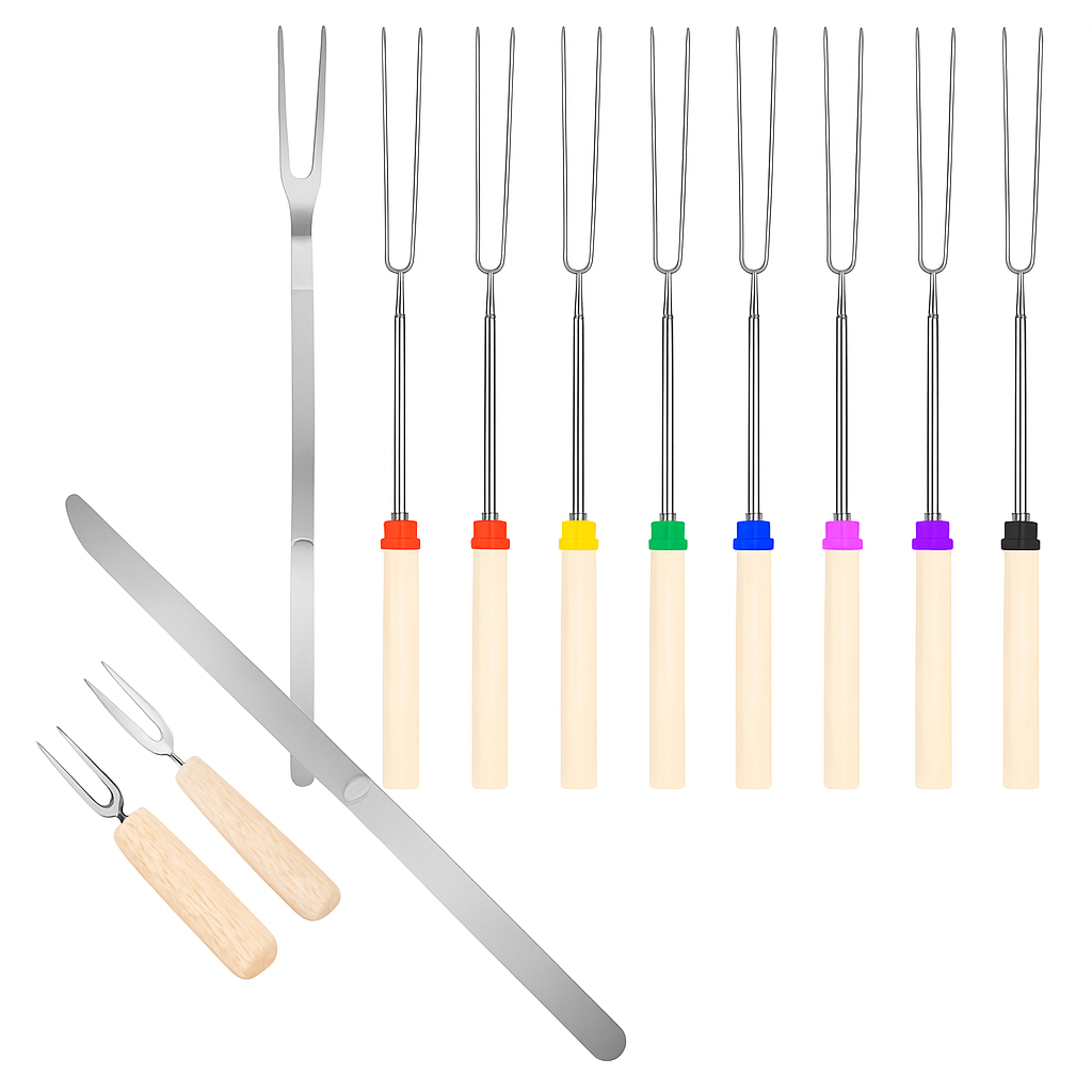 Stainless Steel Roasting Sticks Set for Safe Grilling