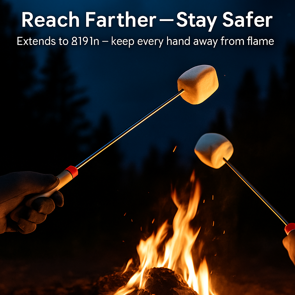 Stainless Steel Roasting Sticks Set for Safe Grilling