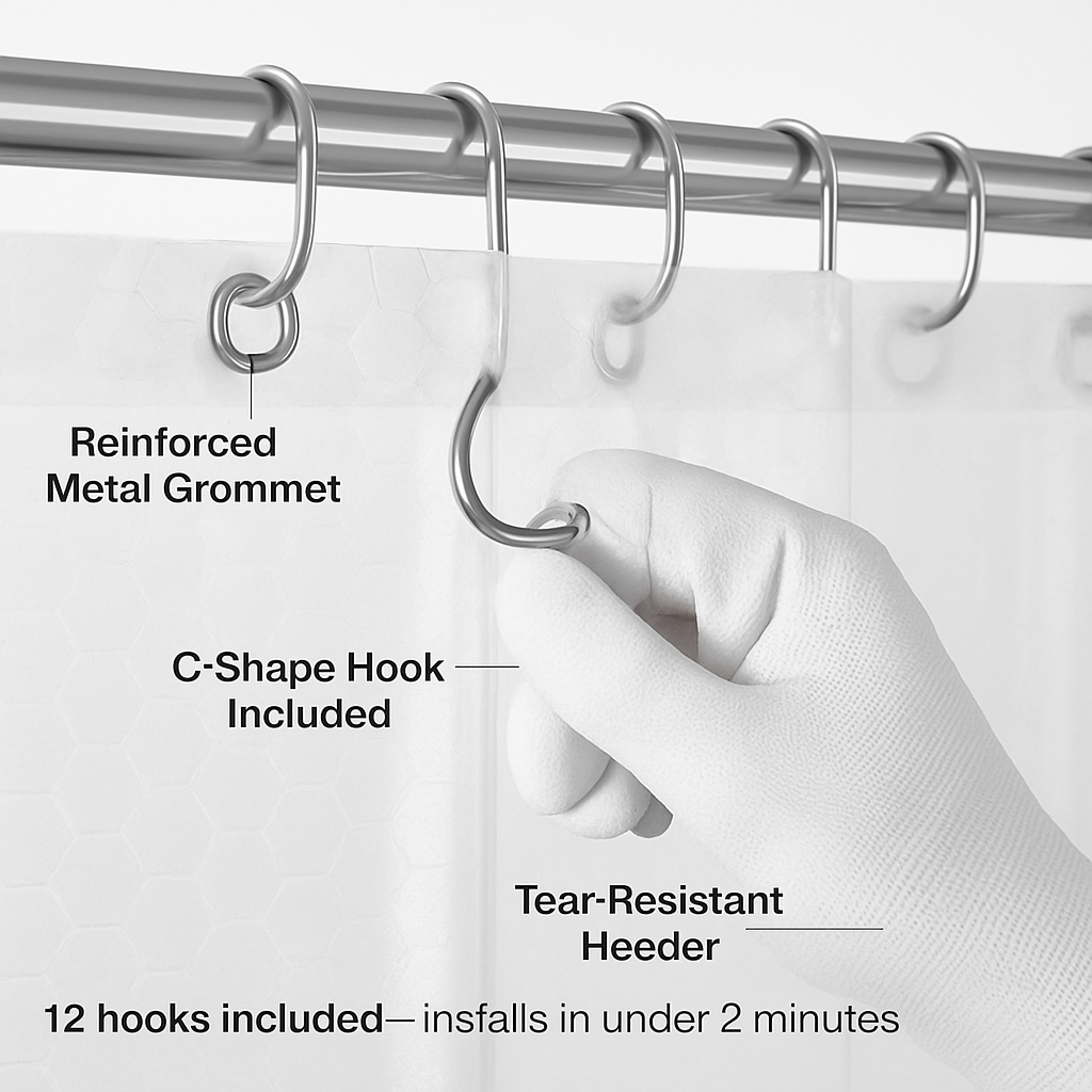 Shower Curtain: Quick-Dry, Mildew-Resistant