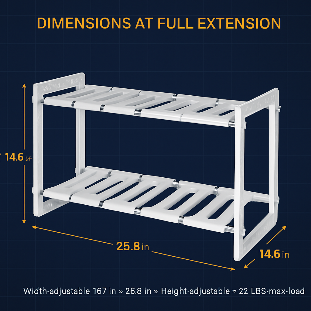 2-Tier Under Sink Organizer with Extendable Shelves