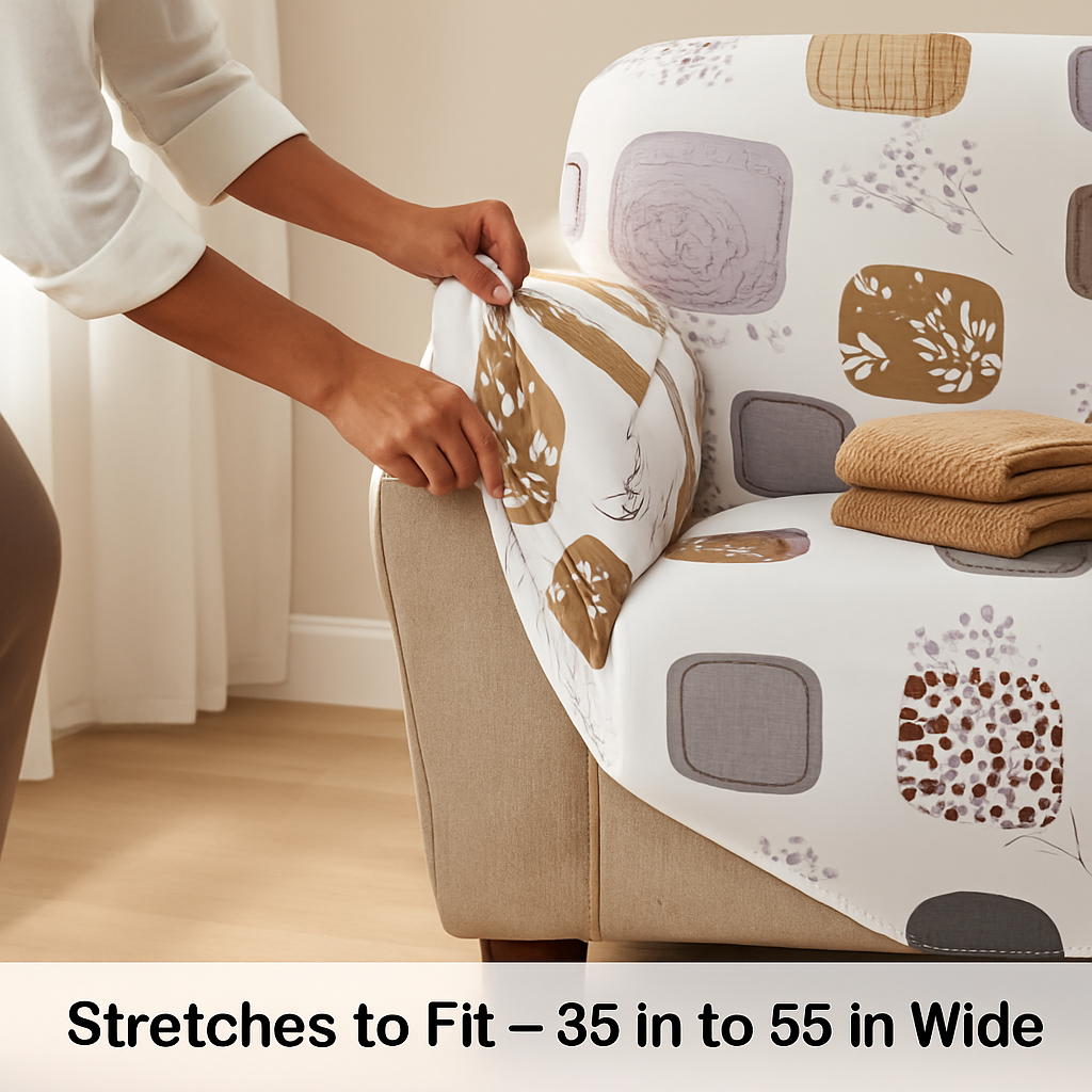 Printed Stretch Sofa Cover for 1-Seater - Slim Fit