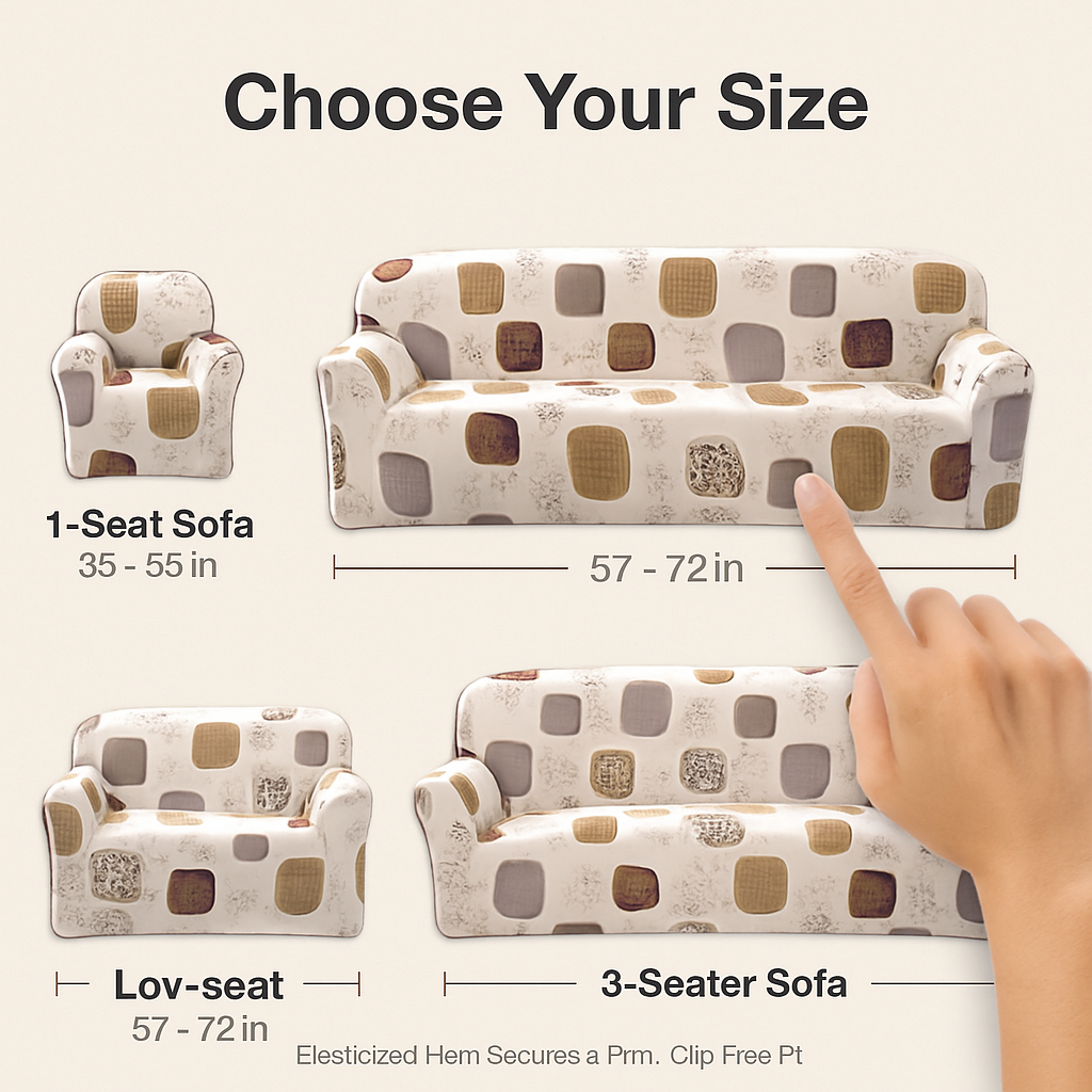 Printed Stretch Sofa Cover for 1-Seater - Slim Fit