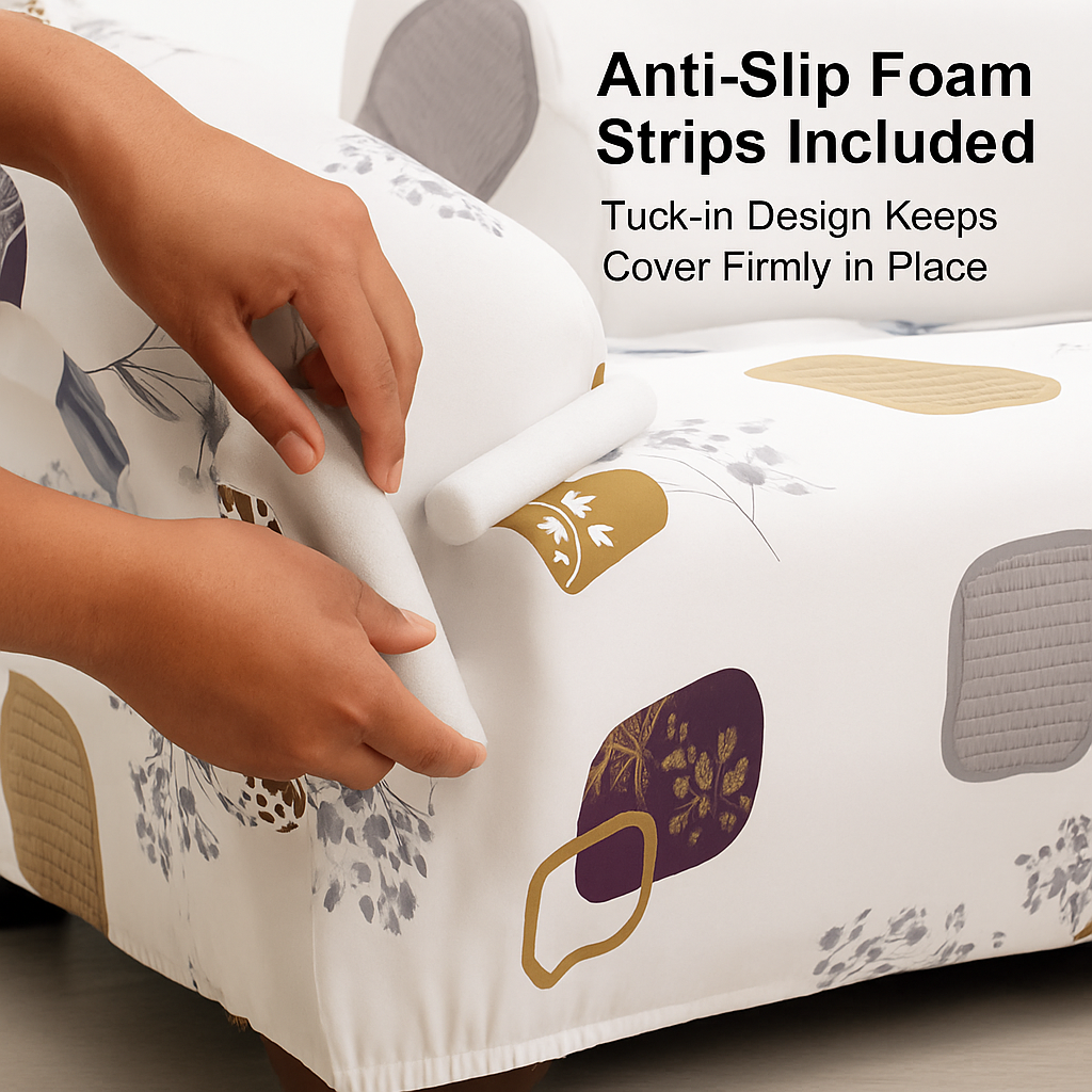 Printed Stretch Sofa Cover for 1-Seater - Slim Fit