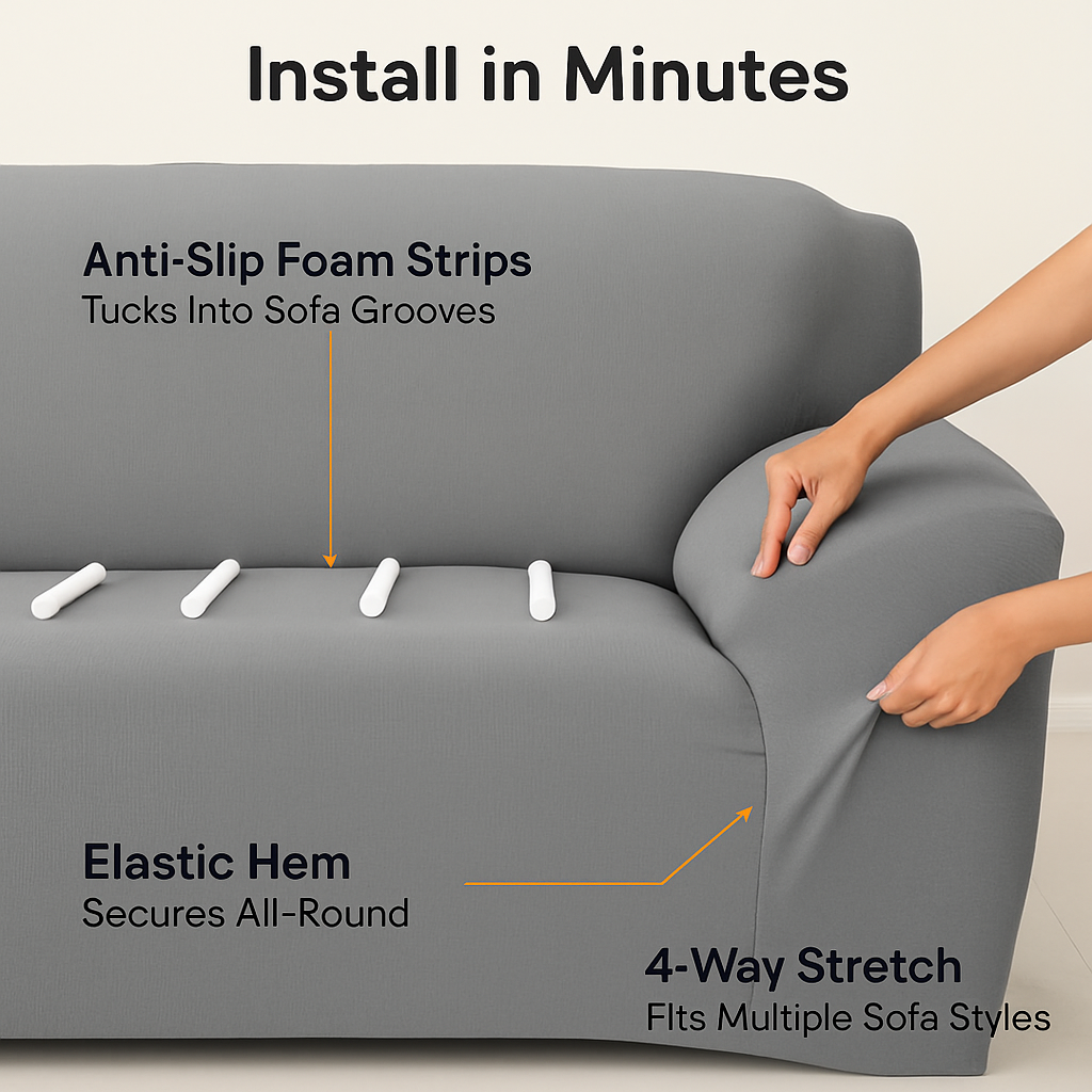 Printed Stretch Sofa Cover for 1-Seater - Slim Fit