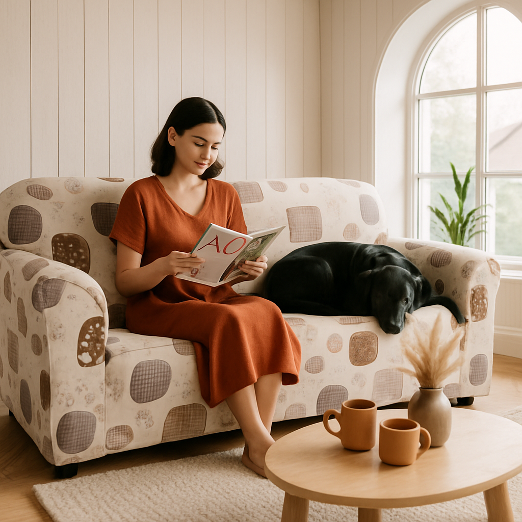 Printed Stretch Sofa Cover for 1-Seater - Slim Fit